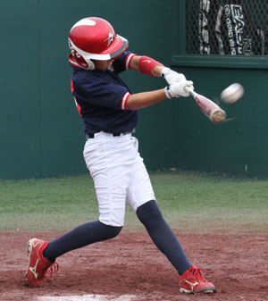 Player hitting ball